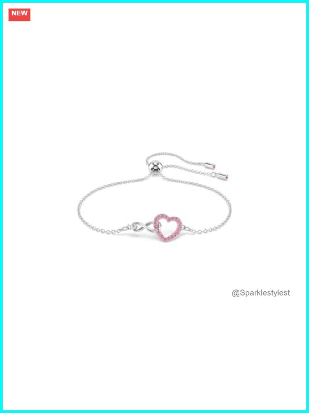 Swarovski Hyperbola Bracelet Rhodium Plated Pink Pave Heart Infinity Chain